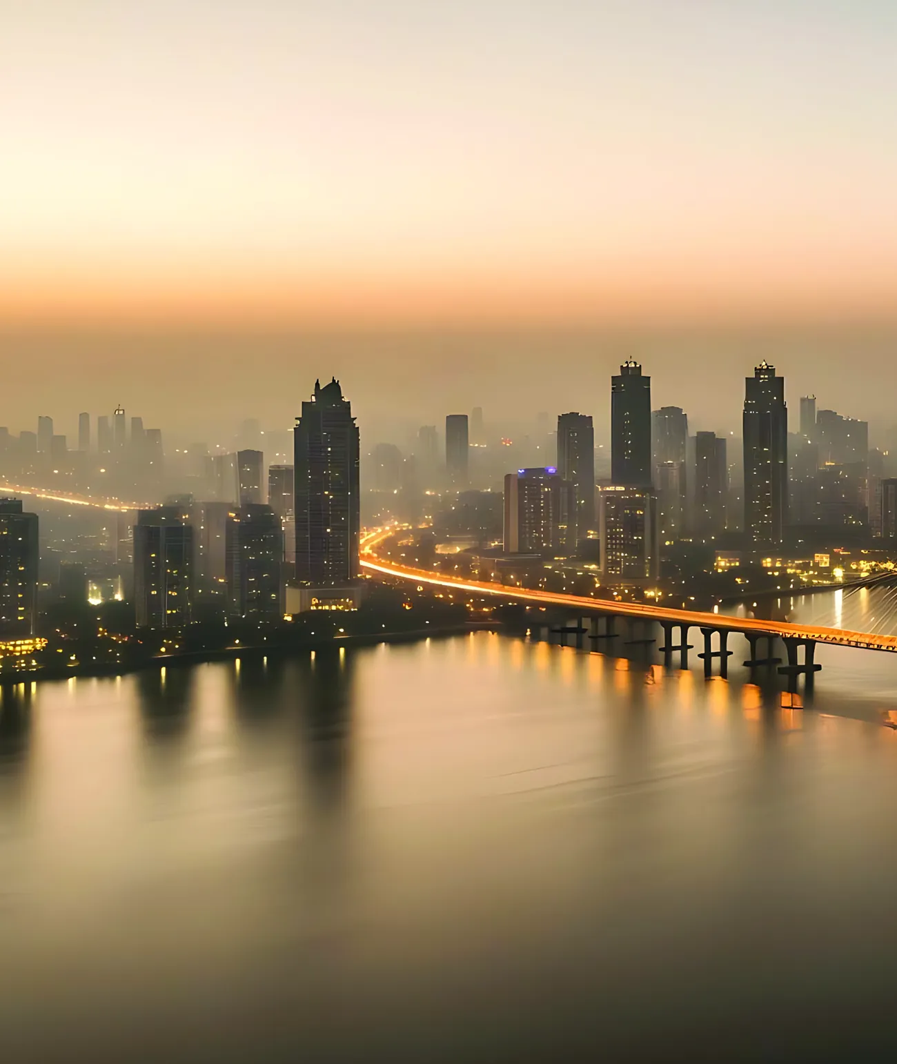 Navi Mumbai skyline at dusk near Nerul